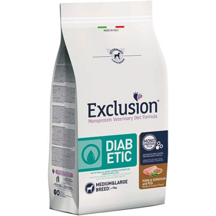 2 SACCHI Exclusion Diet Adult Diabetic Medium Large Maiale 12 Kg 