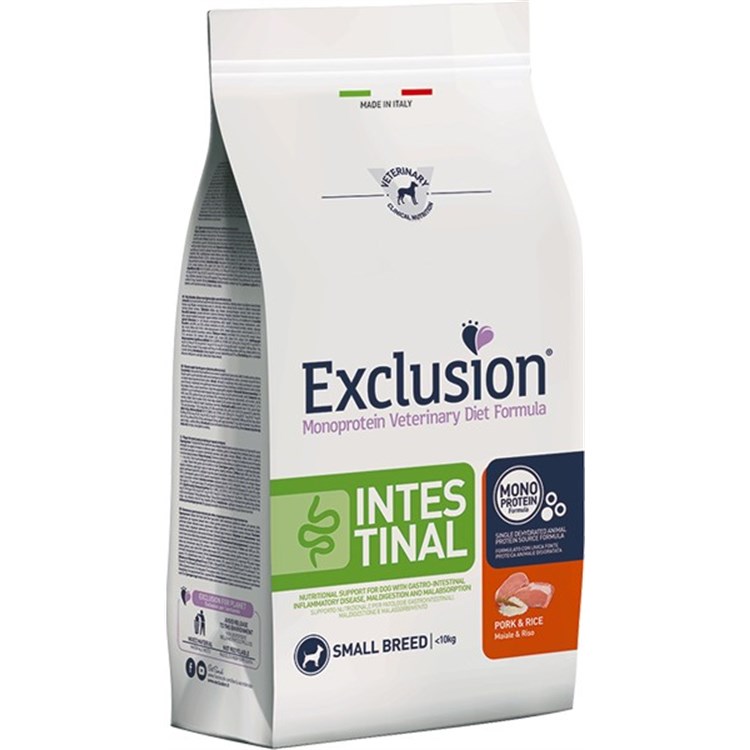 2 SACCHI Exclusion Diet Intestinal Adult SMALL Maiale e Riso 7 kg