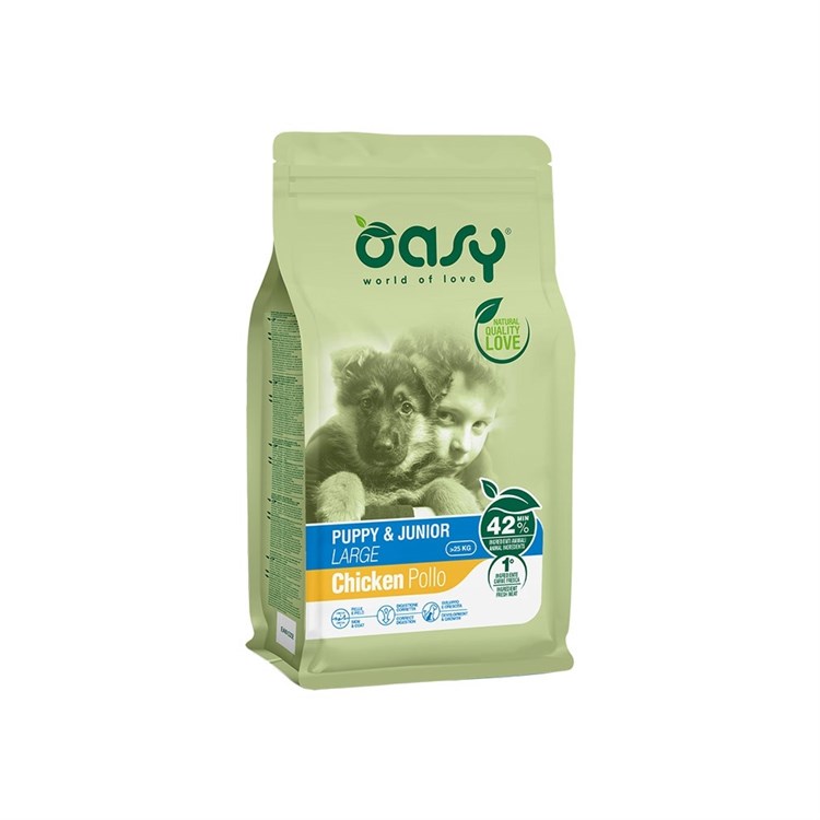 2 SACCHI Oasy Dog Puppy Junior Large Pollo 12 kg PREZZO A CONFEZI