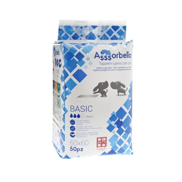 50 Tappetini Assorbenti Per Cani 60 x 60 Fuss Dog Basic Assorbell