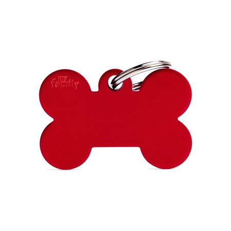 Medaglietta Incisa My Family Basic Osso Grande Rosso in Cani