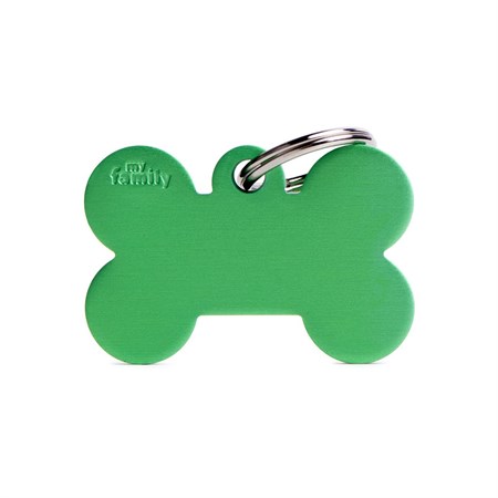 Medaglietta Incisa My Family Basic Osso Grande Verde in Cani