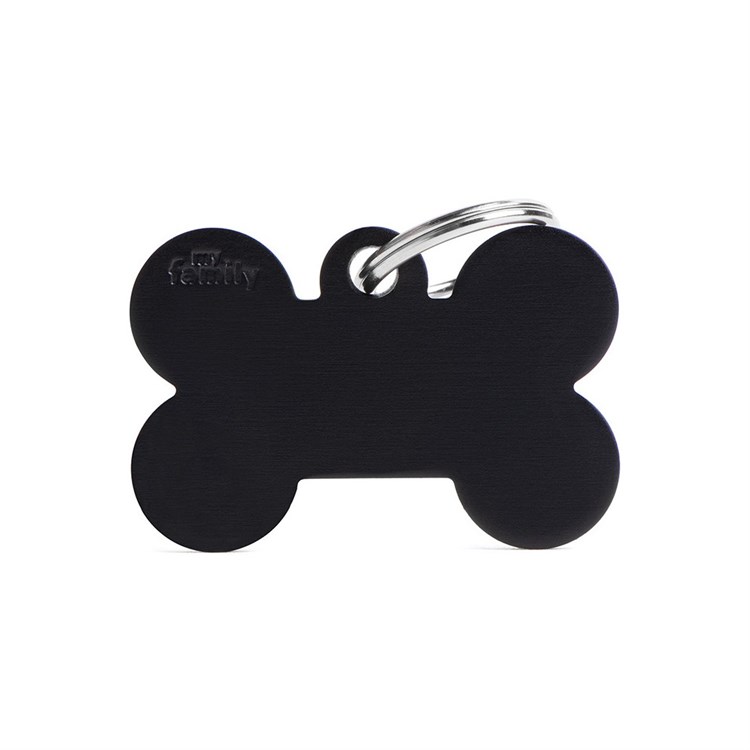 Medaglietta Incisa My Family Basic Osso Grande Nero