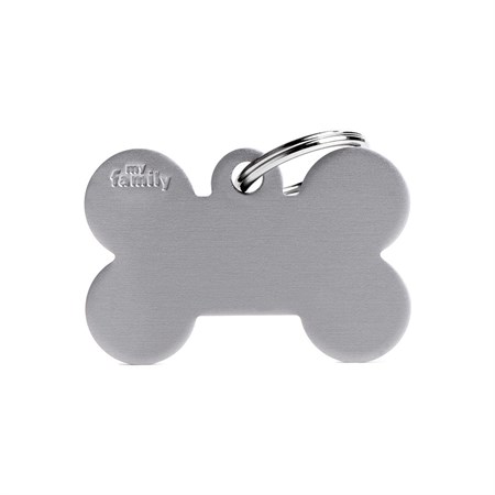 Medaglietta Incisa My Family Basic Osso Grande Grigio in Cani