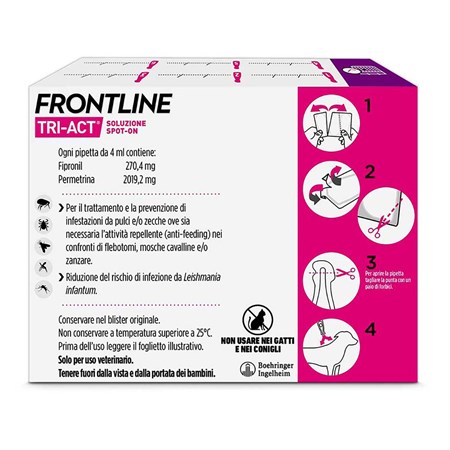 Frontline Tri Act 20 - 40 kg 6 Pipette Antiparassitario Per Cane in Cani