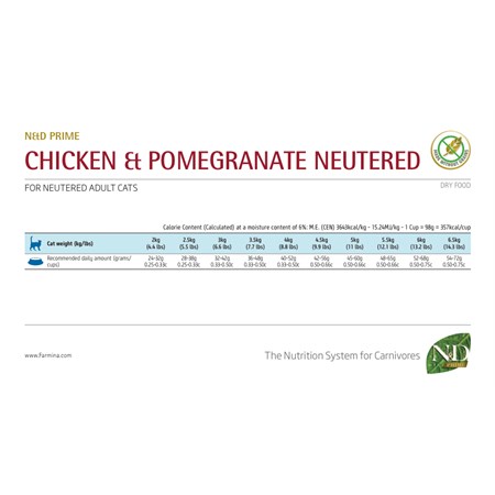 Farmina N/d Prime Grain Free Neutered Pollo e Melograno 5 kg Per Gatti Sterilizzati in Gatti