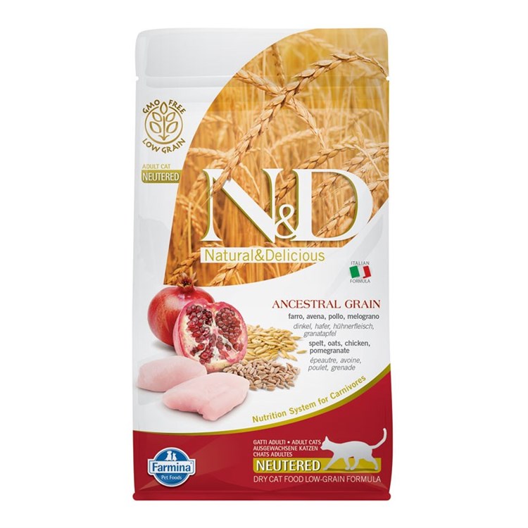 Farmina N/d Ancestral Low Grain Neutered Pollo e Melograno 5 kg Per Gatti Sterilizzati