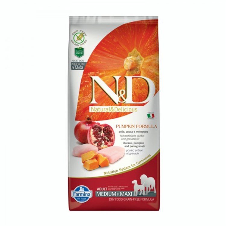 Farmina N/D Grain Free Pumpkin Adult Medium Maxi Pollo Zucca Melograno 12 kg