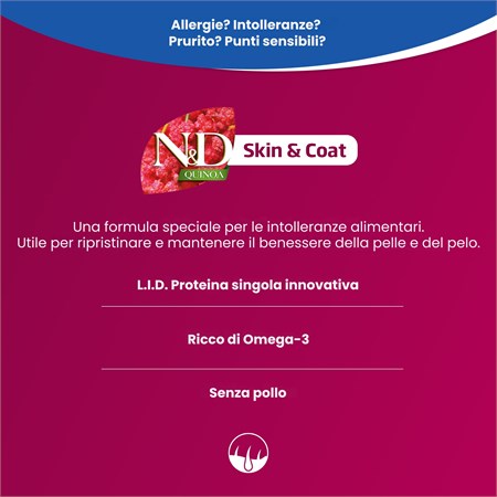Farmina N/D Quinoa Grain Free Adult Medium Large Skin & Coat Aringa Cocco 2,5 Kg in Cani