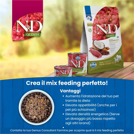 Farmina N/D Quinoa Grain Free Adult Medium Maxi Skin Coat Anatra Cocco 7 Kg in Cani