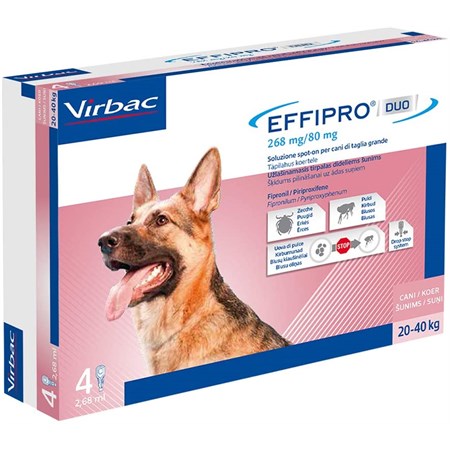 Virbac Effipro Duo Spot-on 20 - 40 kg 4 Pipette Cane in Cani