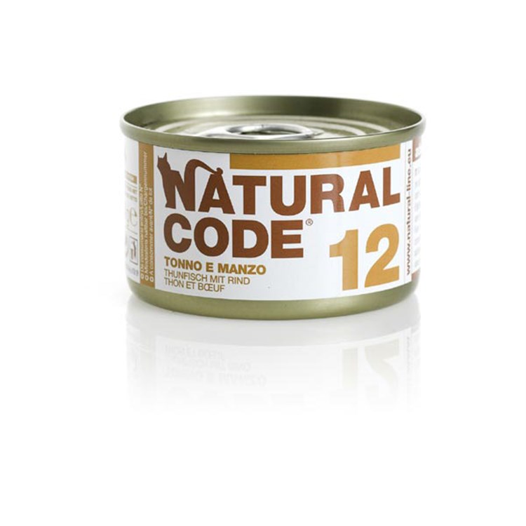 Natural Code 12 Tonno e Manzo 85 gr Per Gatti