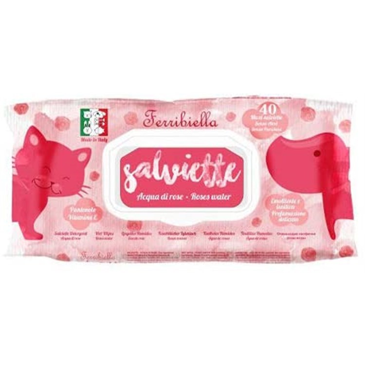 Ferribiella 40 Salviette Detergenti Acqua Di Rose