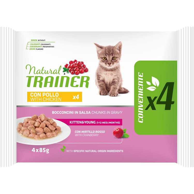 Natural Trainer Kitten Young Cat Pollo Bocconcini 85 gr Busta