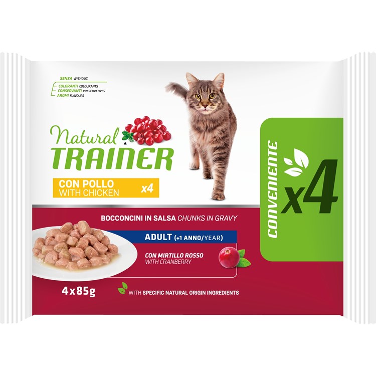 Natural Trainer Adult Cat Pollo Bocconcini in Salsa 85 gr Busta