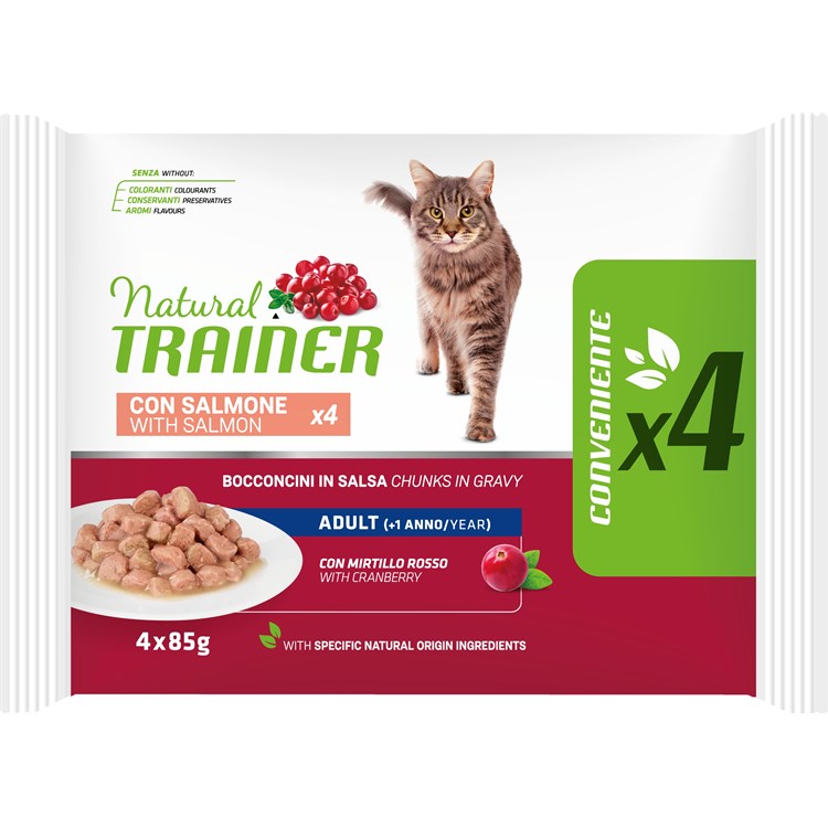 Natural Trainer Adult Cat Salmone Bocconcini in Salsa 85 gr Busta