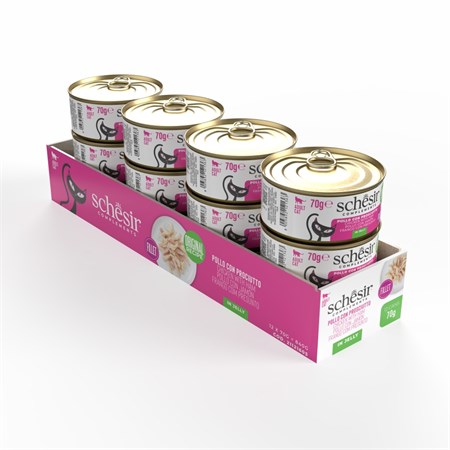 Schesir Complements Filetto Di Pollo Con Prosciutto in Jelly 70g Scatoletta Per Gatti in Gatti