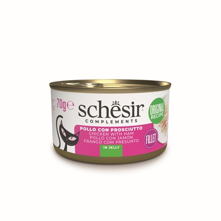 Schesir Complements Filetto Di Pollo Con Prosciutto in Jelly 70g Scatoletta Per Gatti in Gatti