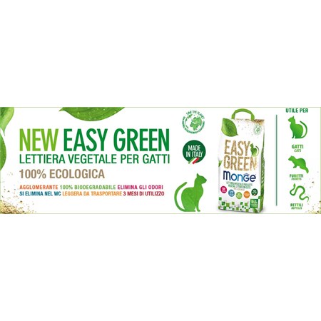 Monge Lettiera Agglomerante Vegetale Easy Green 10 lt 3,5 kg in Gatti