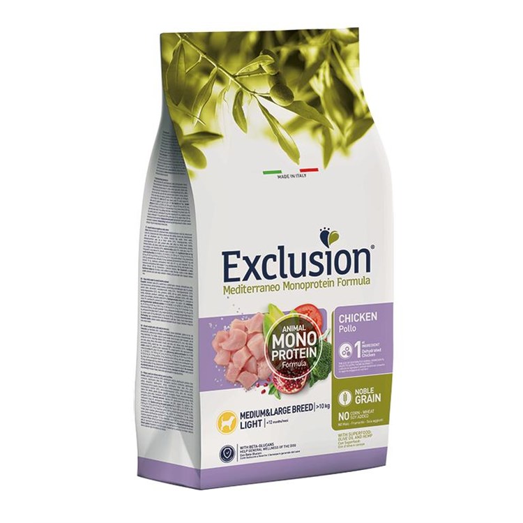 Exclusion Mediterraneo Adult Medium Large Breed Light Pollo 12 Kg