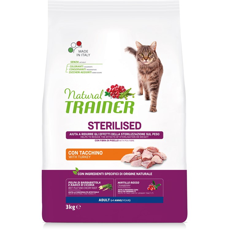 Natural Trainer Sterilised Carni Bianche 3 kg Gatto