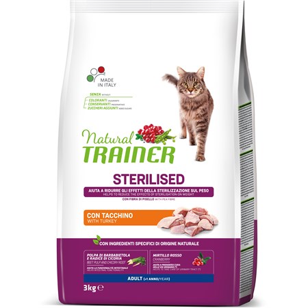 Natural Trainer Sterilised Carni Bianche 3 kg Gatto in Gatti