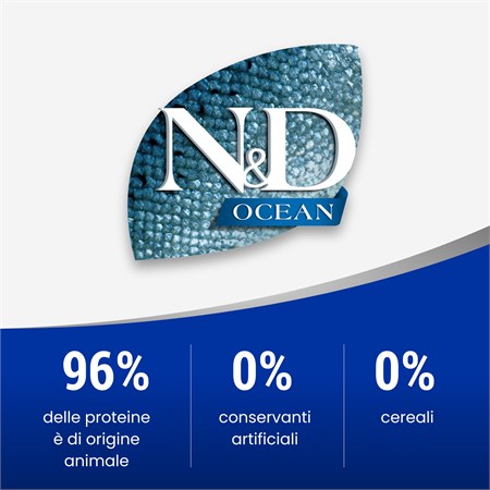 Farmina N&D Ocean Umido Per Gatti – Tonno, Sardine E Gamberetti In 24 Monoporzioni Da 70g, Alimento Completo