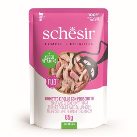 Schesir Complements Tonnetto e Pollo Con Prosciutto 85 gr Bustina Umido Per Gatti in Gatti