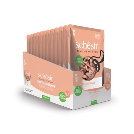 Schesir Complete Tonnetto con Salmone 85 gr Jelly Bustina Umido Per Gatti in Gatti
