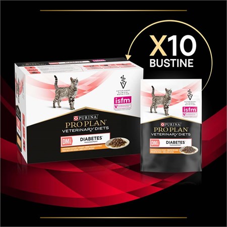 Purina Pro Plan Veterinary Diets DM Diabetes Management Pollo Bustina 85 gr Per Gatti in Gatti