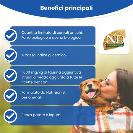 Farmina N/D Ancestral Low Grain Medium Maxi Adult Agnello e Mirtilli 2,5 kg Per Cani in Cani