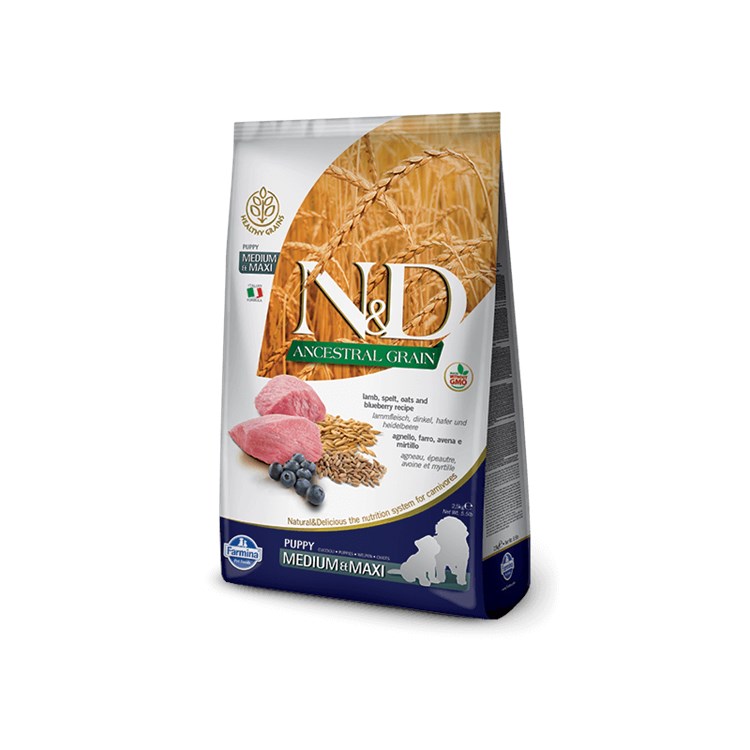 Farmina N/D Ancestral Low Grain Puppy Medium Maxi Agnello Mirtillo 2,5 Kg Per Cani