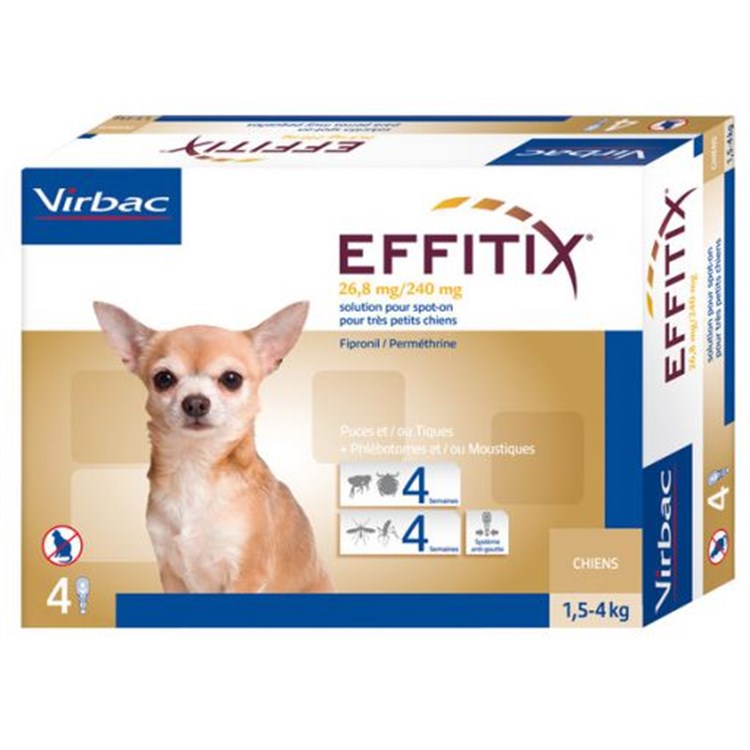 Virbac Effitix Cane Spot-on 1,5 - 4 kg 4 Pipette