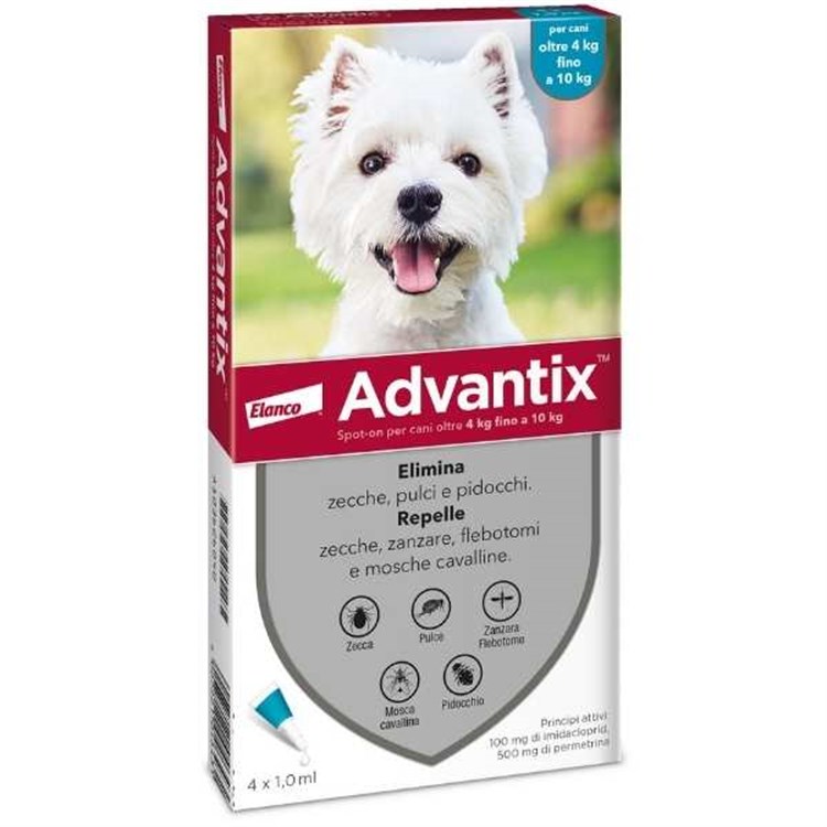 Advantix Spot-On per cani da 4 a 10 kg 4 Pipette Antiparassitario