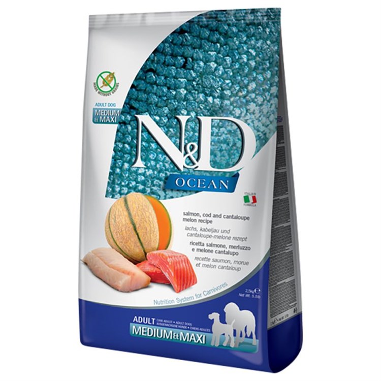 Farmina N/D Ocean Medium Maxi Adult Salmone Merluzzo e Melone Cantalupo 12 kg NOVITA