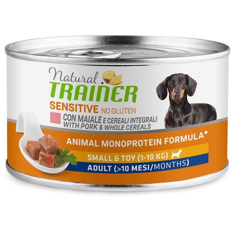 Natural Trainer Sensitive No Gluten Mini Adult Maiale 150 gr Umido Cane