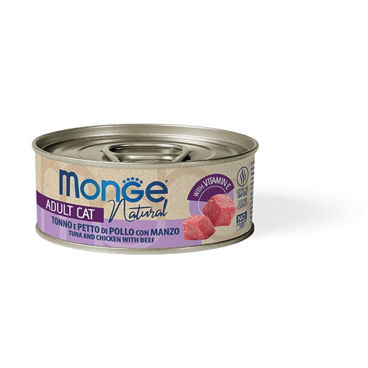 Monge Cat Natural Superpremium 80 gr Tonno e petto di Pollo con Manzo Per Gatti