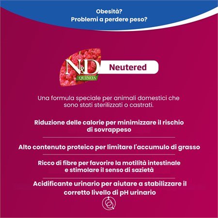 Farmina N/d Grain Free Quinoa Adult Neutered Anatra 5 Kg Per Gatto in Gatti