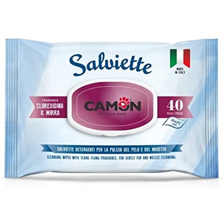 Camon 40 Salviette Detergenti Mirra Clorexidina Per Pelo E Musetto