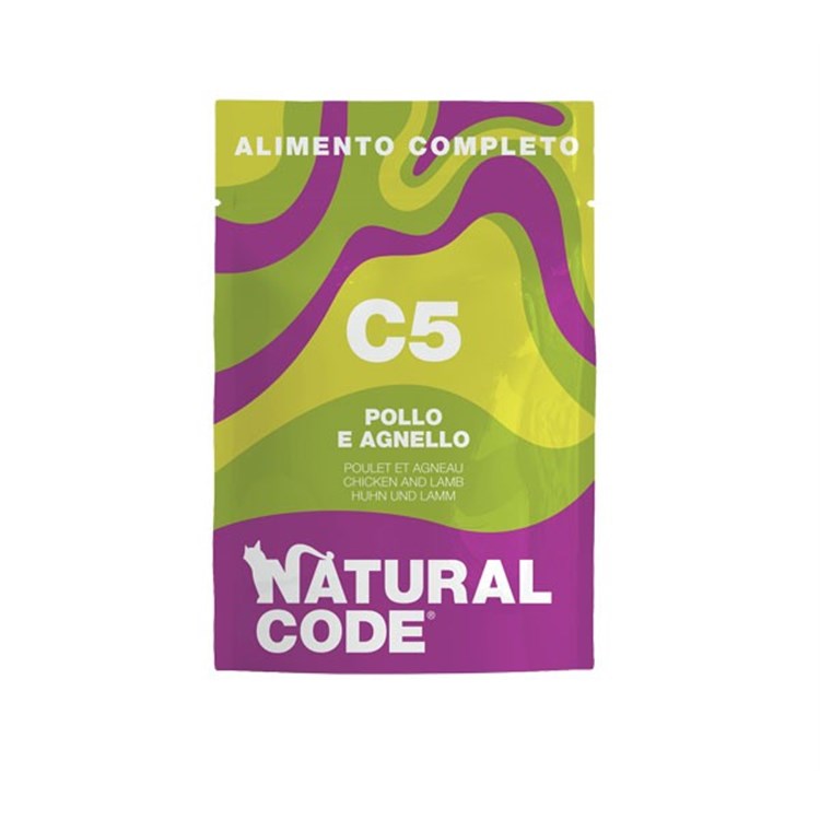 Natural Code C5 Pollo Agnello 70 gr Cibo Umido Completo Per Gatti