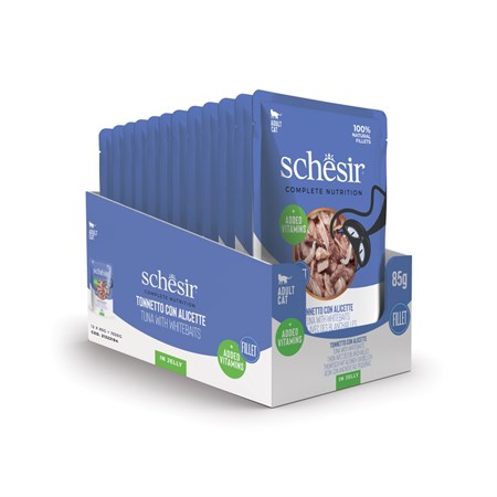 Schesir Complete Tonnetto con Alicette 85 gr Jelly Bustina Umido Per Gatti in Gatti