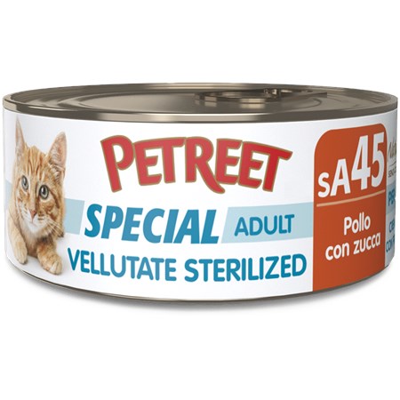 Petreet Vellutate Sterilized Pollo 70 gr sA43 Scatoletta Gatto Sterilizzato in Gatti