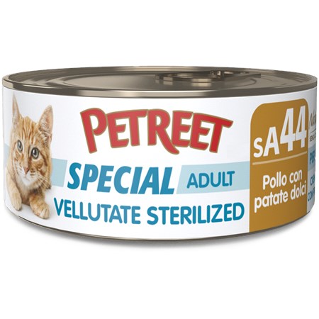 Petreet Vellutate Sterilized Pollo Con Patate Dolci 70 gr sA44 Scatoletta Gatto Sterilizzato in Gatti