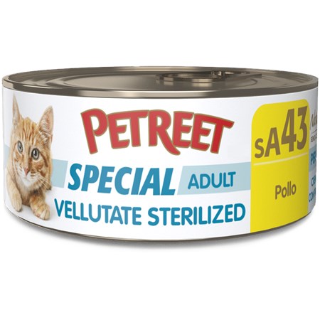 Petreet Vellutate Sterilized Pollo Con Zucca 70 gr sA45 Scatoletta Gatto Sterilizzato in Gatti