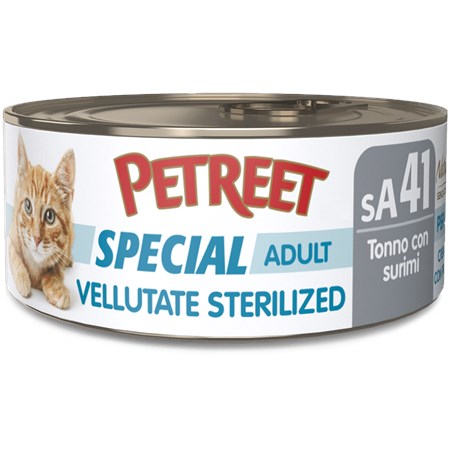 Petreet Vellutate Sterilized Pollo Con Zucca 70 gr sA45 Scatoletta Gatto Sterilizzato in Gatti