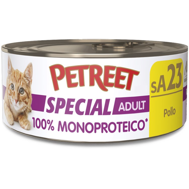 Petreet Monoproteico Pollo 60 gr sA23 Lattina Umido Gatto