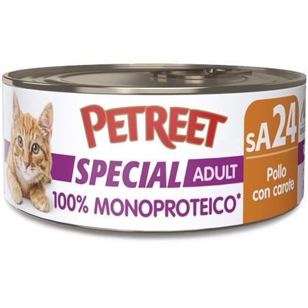 Petreet Monoproteico Pollo 60 gr sA23 Lattina Umido Gatto in Gatti