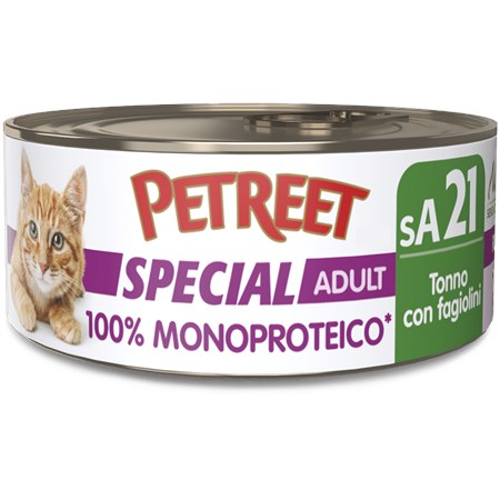 Petreet Monoproteico Pollo Con Piselli 60 gr sA25 Lattina Umido Gatto in Gatti