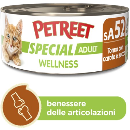 Petreet Special Wellness Tonno Riso Integrale Acciughe 70 gr sA51 Lattina Umido Gatto in Gatti