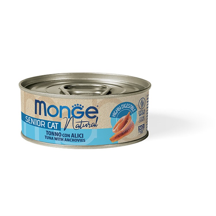 Monge Natural Senior Tonno Alici in Jelly 80 gr Scatoletta Superpremium Per Gatti